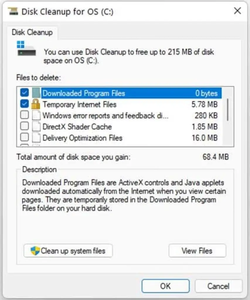 Disk cleanup in Windows